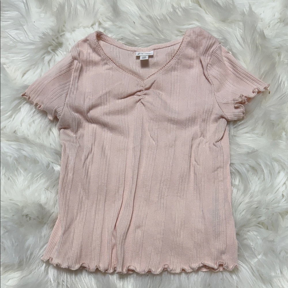 Art Class Light Pink Ribbed Blouse B4